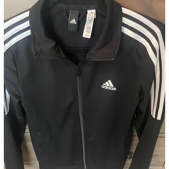 Like New ADIDAS women’s black and white long sleeve track jacket size small - Picture 3 of 6